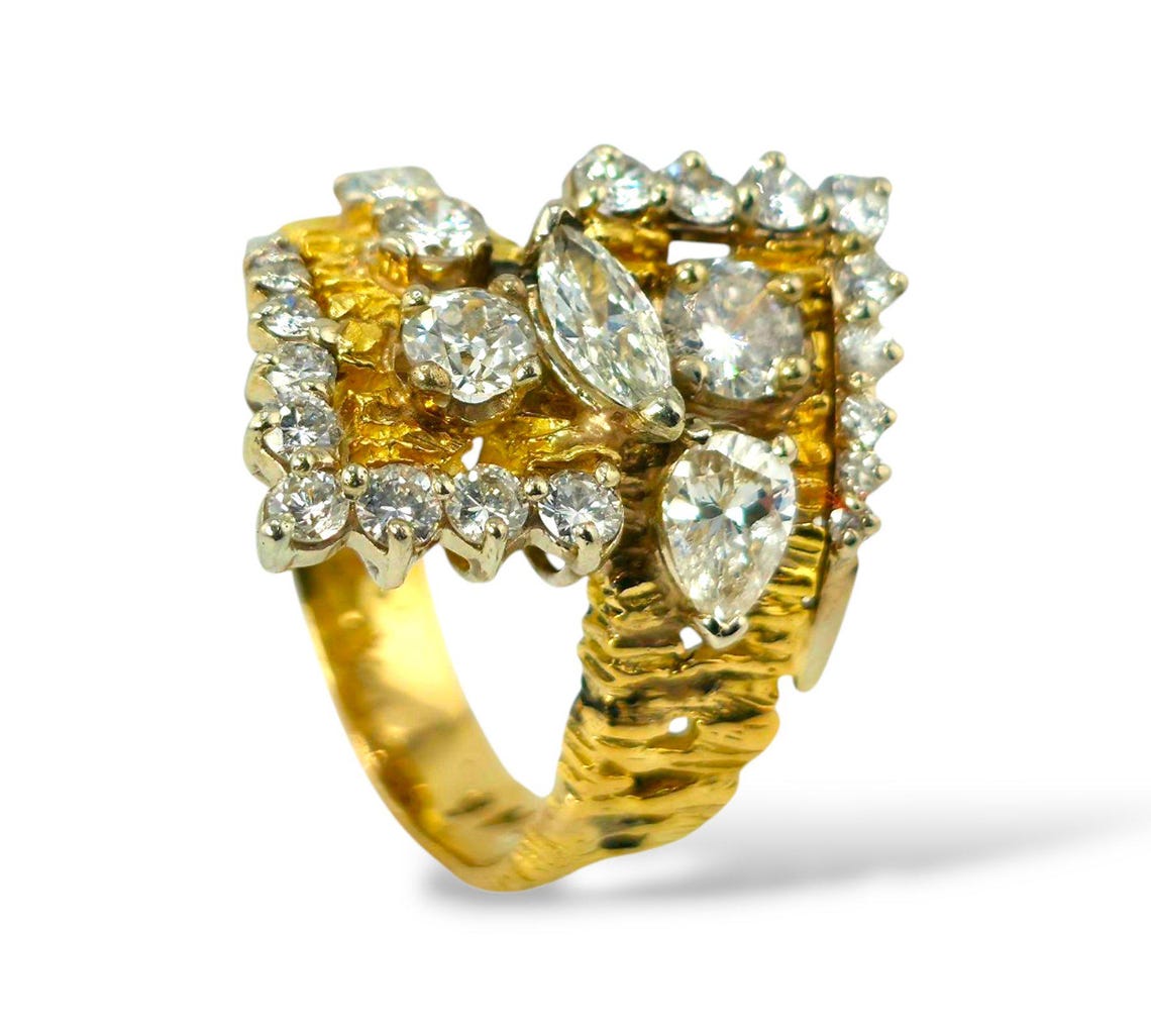 Authentic Vintage 14K Yellow Gold Ring With 2.52ct in Diamonds - Etsy