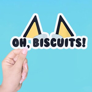 Bluey Oh Biscuits, mama papa cartoon, sticker moederdag, vinylstickers familiestickers, laptopstickers, stickers waterfles,