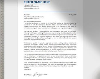 ATS-Friendly IT Cover Letter Template – Microsoft Word & Google Docs – Instant Download