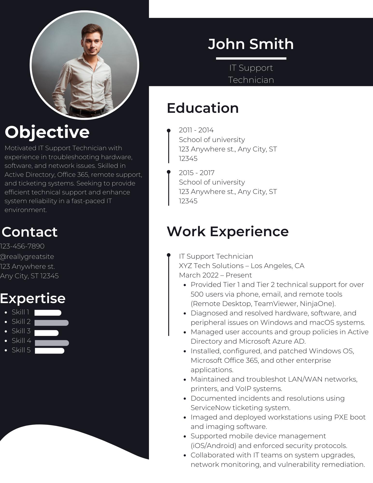 Ats-friendly 2025 Professional Resume Template for IT Support ...
