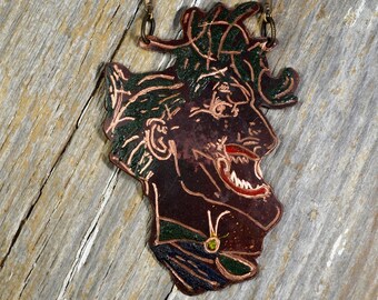 ジョーカー コミック スケッチ ネックレス : 手彫り & 熱処理加工、クラシック タトゥー フラッシュにインスパイアされた - Quirk10