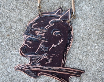 バットマン コミック ブック スケッチ ネックレス 手彫り & 熱処理済み、クラシック タトゥー フラッシュにインスパイア - ReaganJuel: Quirk2