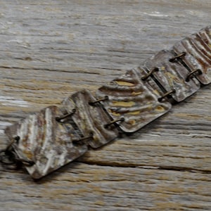 Upcyced Antique Ceiling Tin into "Salvaged" In Silver Stuff Cuff Bracelet - ReaganJuel