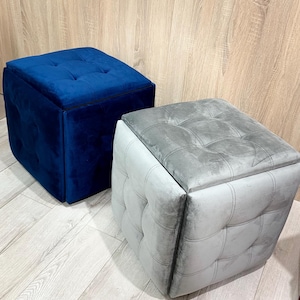 Compact Cube Pouf Ottoman with Hidden Storage, Cozy Footstool for Bedroom or Living Room, Stylish Floor Seating for Small Spaces