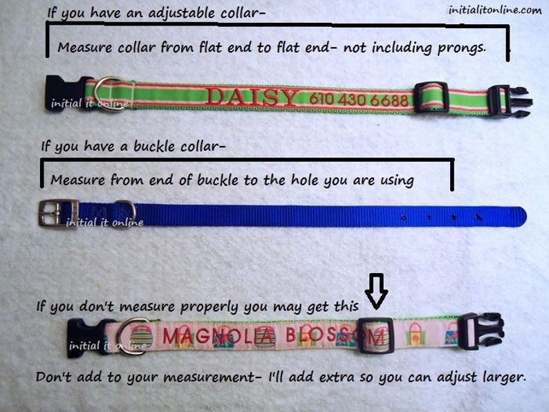 Dog Collar Personalized With Name Dog Collar Embroidered Dog Etsy