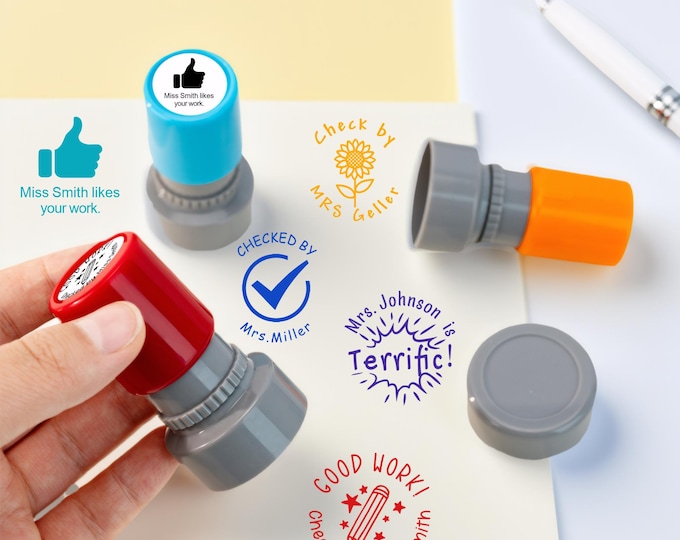 Personalized Teacher Appreciation Stamps, custom teacher self Inking Stamp, back to school, teacher refillable stamp, teacher reward stamps