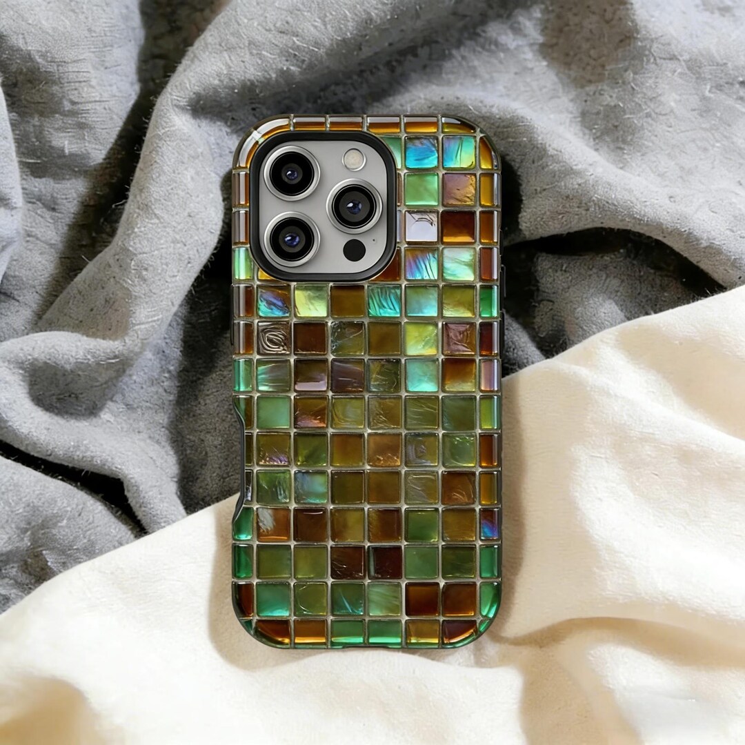 Tile Phone Case Green Glass Mosaic Tiles Phone Cases, Green Mosaic Tile Phone Case for ...