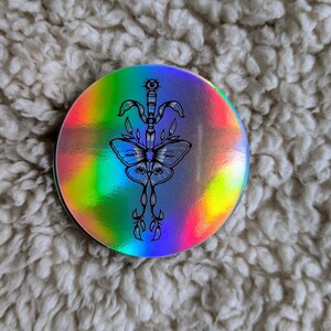 Sticker holographique : papillon feuillu