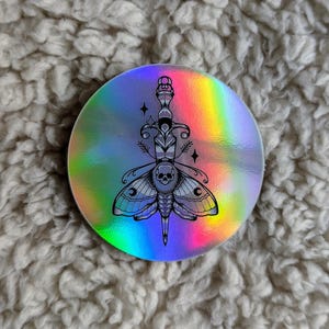 Sticker holographique - dague papillon