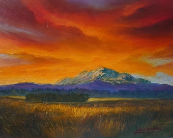Sunset Mountain #MT2I-03, 12x16, 100% Hand Painted Oil Painting on
