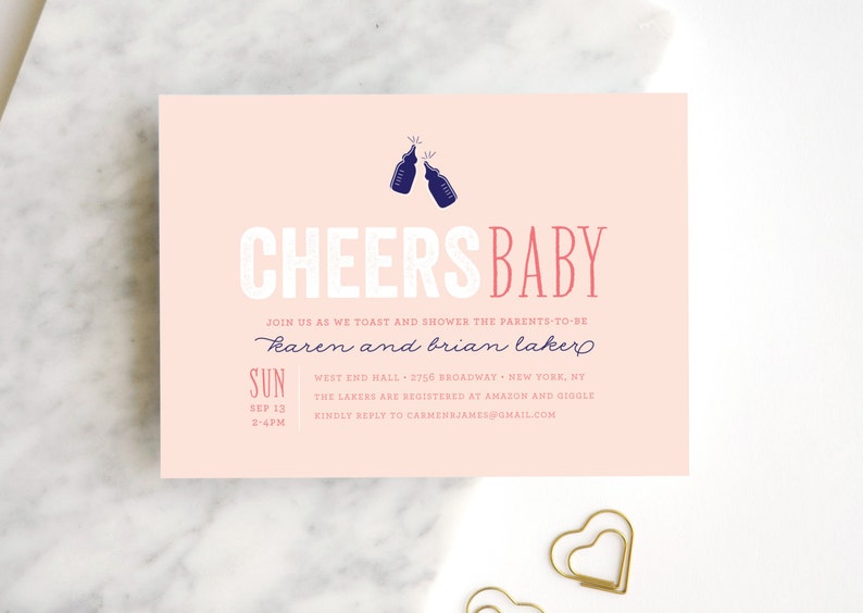 Couples Baby Shower Invitation Cheers Baby Shower Invitation Baby Shower Invitation