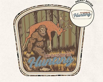 Bigfoot Hunting PNG, Sasquatch Cryptid Sublimation Design, FunnyOutdoorsman Clipart, Rustic Hunter Gift, Funny Sasquatch Carrying Deer, Camo