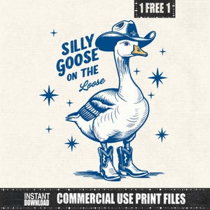 Silly Goose on the Loose PNG, Cowboy goose, Funny Goose, Adult humor, Whimsical Animal Humor Design, Quirky Sublimation, Design for women