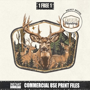 Deer Camo Hunting Vintage PNG, Retro Hunter Deer, 90s Forest Animals Graphic Sublimation, Outdoorsman Wildlife Buck & Doe, Instant Download
