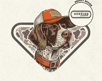 Deutscher kurzhaariger Zeiger PNG, Landhund Sommer Png, lustiger Naturhund, Südlicher Welpe, Camping Angeln, Jagdhund Sublimationsdesign