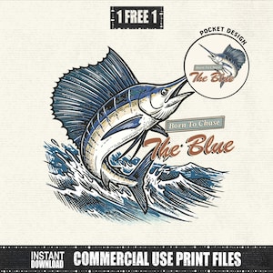 Marlin Fish PNG, Born to Chase the Blue, Deep Sea Fishing Sublimation, Sport Fishing Graphic, Offshore Angler EST 2026, Digital Download