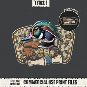 Duck Call Camo PNG, Stackin' Quacks, Duck Hunting Camouflage Design, Rustik utomhus Clipart, Flygande ankjägarens dröm, Digital nedladdning bild 2