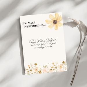 Você Faz Tudo Florescer – Cartão de Dia das Mães para Imprimir | Cartão Floral em Aquarela | Download Instantâneo | Cartão Elegante para Mãe