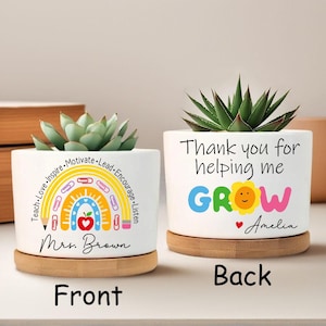 Personalized Appreciation Teacher Plant Pot,Thank You For Helping Me Grow,Flower Pot For Teacher,Gift for Teacher,Custom Plant Pot Gifts