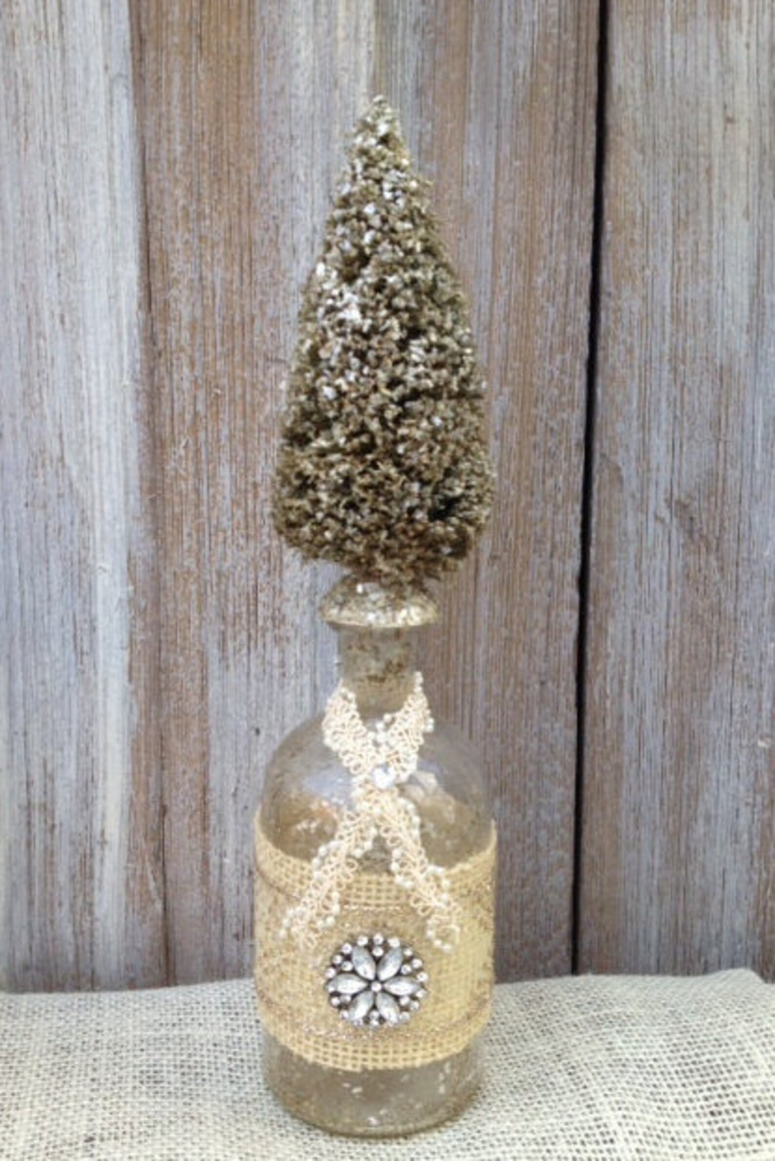 Vintage Style Christmas Bottle brush tree altered bottles with Etsy