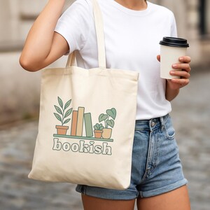 Bookish Canvas Tote Bag, Gift for Book Lover, Birthday Gift for Her, Book Tote Bag, Bookish Merch, Gift for Bookworm, Library Book Bag