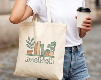 Bookish Canvas Tote Bag, Gift for Book Lover, Birthday Gift for Her, Book Tote Bag, Bookish Merch, Gift for Bookworm, Library Book Bag