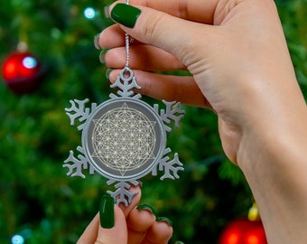 Flower of Life Christmas Ornament - 64 Grid Tetrahedron Merkabah - Christmas Gift Idea