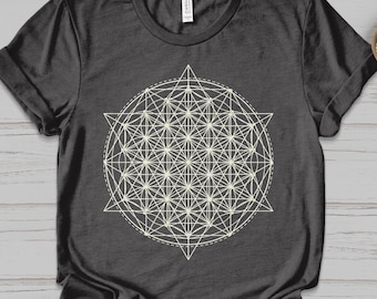 Blume des Lebens Shirt: Metatron's Cube, Heilige Geometrie T-Shirt
