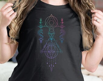 Moon Phase Magic Shirt: Witchy Psychedelic Festival Top