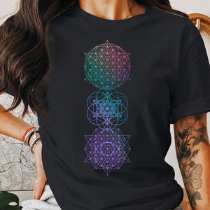 Flower of Life Chakras - Festival Shirt - Psychedelic Artwork - Spiritual Clothing - Colorful Splash Design