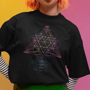 Flower of Life Shirt - Rainbow Triangle - Sacred Geometry - Festival Shirt - Psychedelic Artwork - Spiritual Clothing