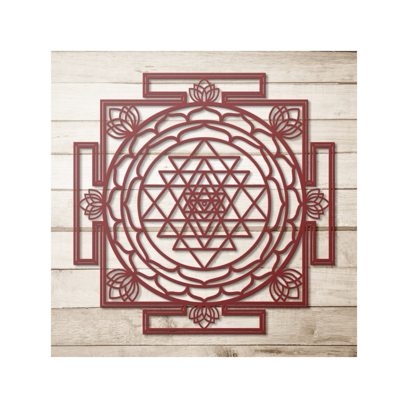 Sri Yantra Metal Wall Art: Sacred Geometry Lotus Decor image 5