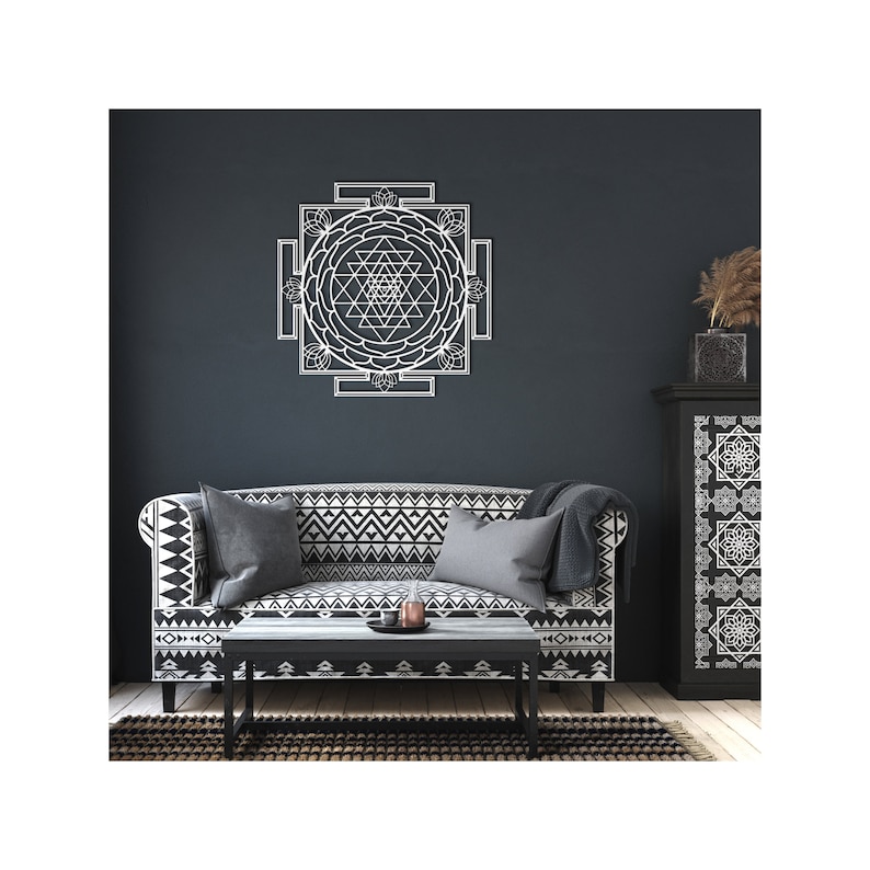Sri Yantra Metal Wall Art: Sacred Geometry Lotus Decor image 8