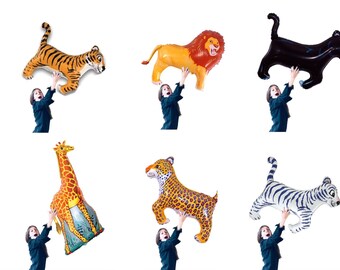 Safari Animal  Balloons - Lion - Tiger - Leopard - Panther - Giraffe - Zebra - Owl - Birthday Balloons - Wild One - Two Wild - Wild & Three