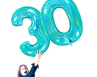 40 Inch Robin Egg Blue Number Balloon Mylar Birthday Party Decorations Number 4