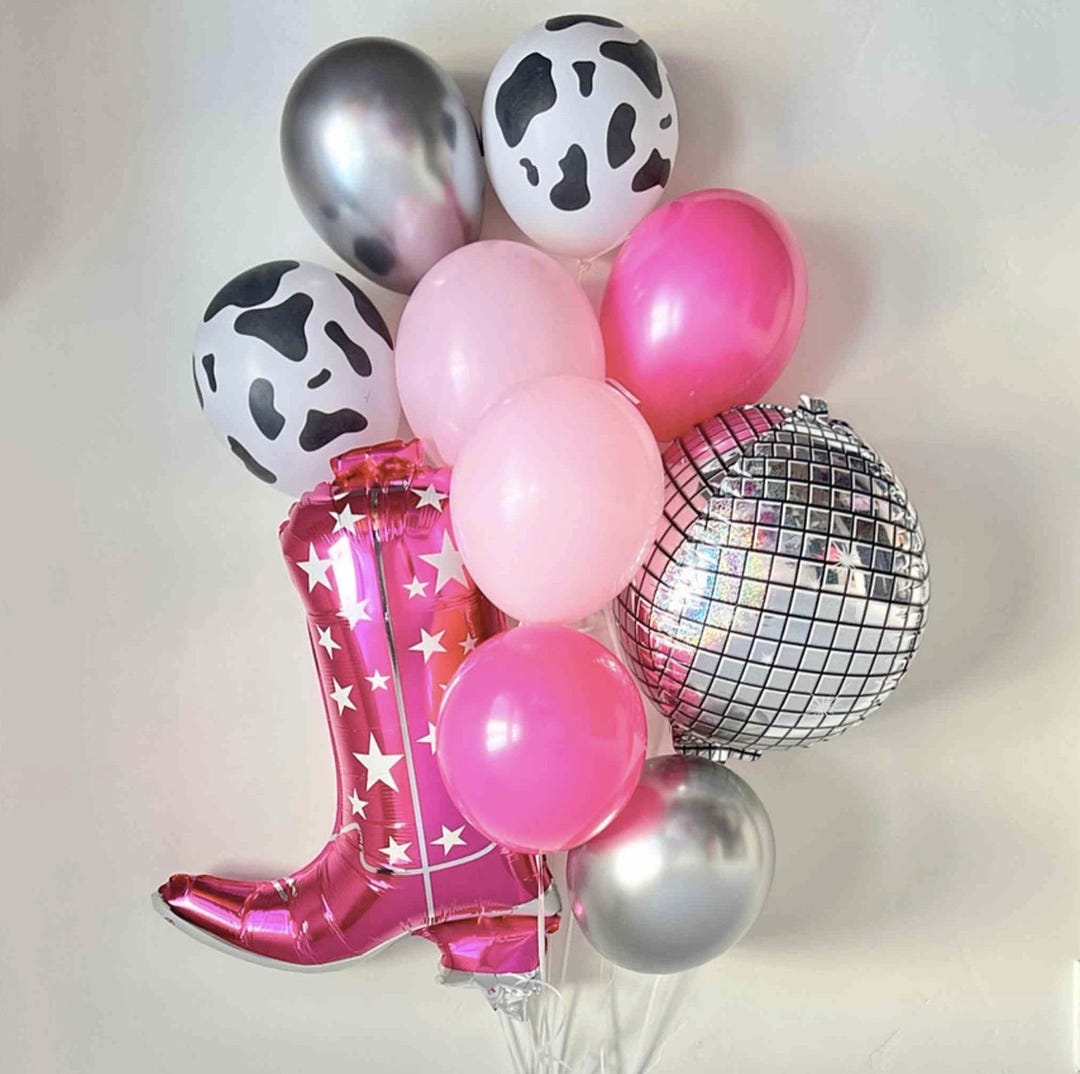 Pink Rodeo Party Disco Cowgirl Balloon Bouquet- Set 10 - Rodeo Birthday - Bachelorette ...