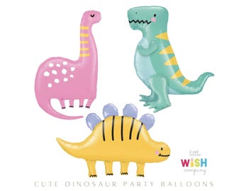 Cute Dinosaur Foil Balloons | Dino Birthday Party Decorations | 3 Designs