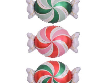 Palloncini alla menta piperita - 18 pollici - Mylar in lamina - Decorazioni per feste di compleanno Sweet One - Decorazioni natalizie alla menta