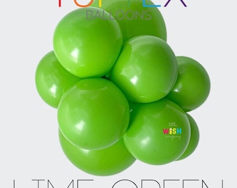 Tuftex Lime Green Latex Balloons - 5”, 11”, 17”, 24”, 36” Round and 260 Modeling Sizes - Clusters - Balloon Decor