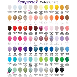 18 Inch - Sempertex Latex Balloons - Package 6 - Round Balloons - Professional Quality Latex Balloons - All Colors - Sempertex Color Chart