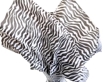 Papel de seda - Papel de seda con rayas blancas y negras de cebra de 20 x 30 pulgadas - Paquete de 10 o 25 - Doblado - Papel de seda para fiesta de safari en la jungla - Suministros para manualidades