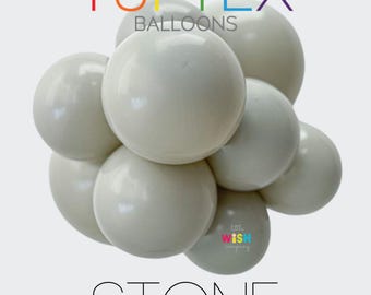 Tuftex Stone Beige Latex Balloons - 5”, 11”, 17”, 24”, 36” Round and 260 Modeling Sizes - Clusters - Balloon Decor
