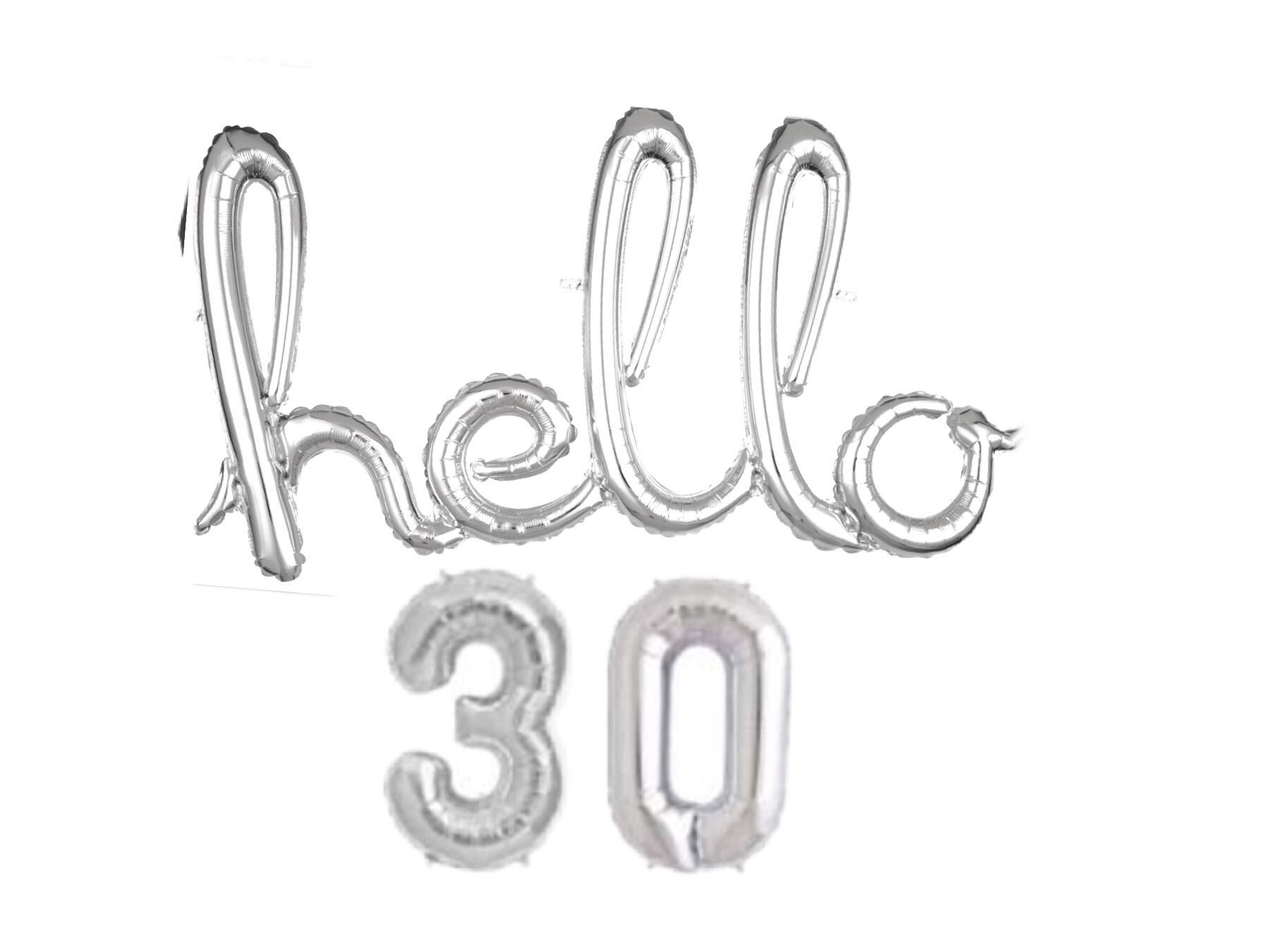 HELLO 30 Script Balloon Banners - Rose Gold - Silver - Gold - 30th ...