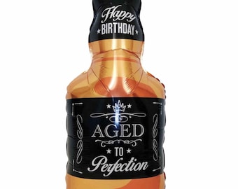 Whiskey Bottle Balloon - 34 Inch - Aged to perfection - Cheers to 30 years - 40th 50th 60th 70th Birthday Over The Hill Humor Balloons