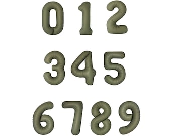 Globos con números verde oliva mate - 34 pulgadas - Números 0, 1, 2, 3, 4, 5, 6, 7, 8, 9 - Fondo fotográfico de cumpleaños - Globo con números de Mylar de aluminio