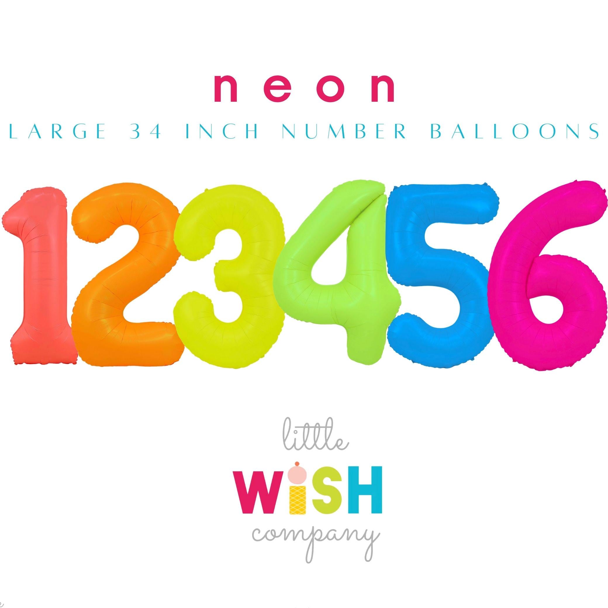 Neon Number 1 Balloons - 34 Inch - Numbers 0 - 1 - 2 - 3 - 4 - 5