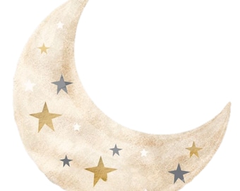 Palloncini in foil color crema a forma di mezzaluna - 33 pollici - Stelle color argento e oro - Baby shower "We Are Over The Moon" - Festa di compleanno Two the Moon
