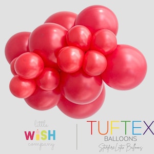 Starfire Metallic Red Latex Balloons - Tuftex - 5”, 11”, 17”, 24”, 36” Round and 260 Modeling Sizes - Cluster