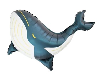 Blue Whale Under The Sea Party Balloons - Sting Ray - Black Whale - Jelly Fish - Starfish - Blue Pink  - Foil Balloons