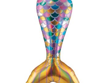 Iridescent Mermaid Tail Balloons - 37 Inch - Colorful Foil Mylar Balloons - Mermaid Birthday Party -Under the Sea Party Decorations